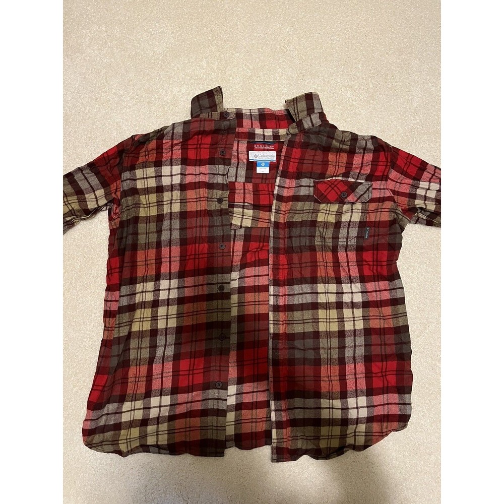 Columbia Omni-Wick Men's Red Black  Plaid Long Sleeve Shirt XL Used